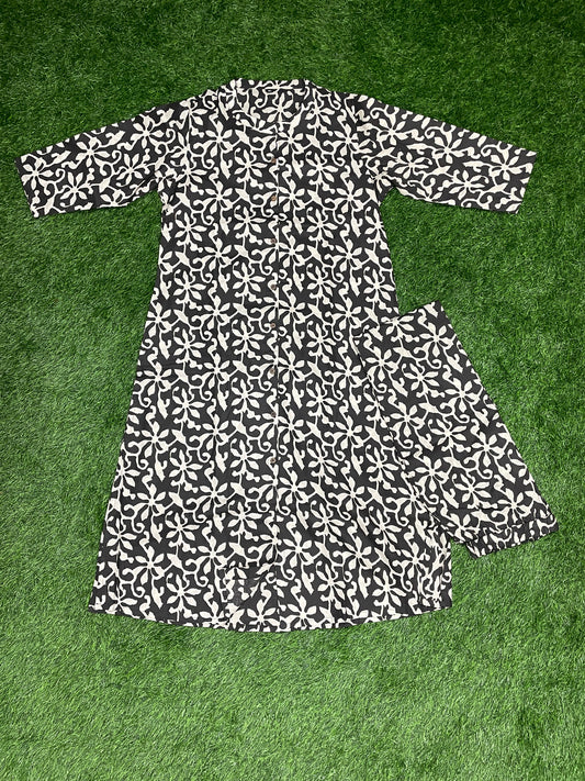 Black & White Printed Cotton 2-Piece Set