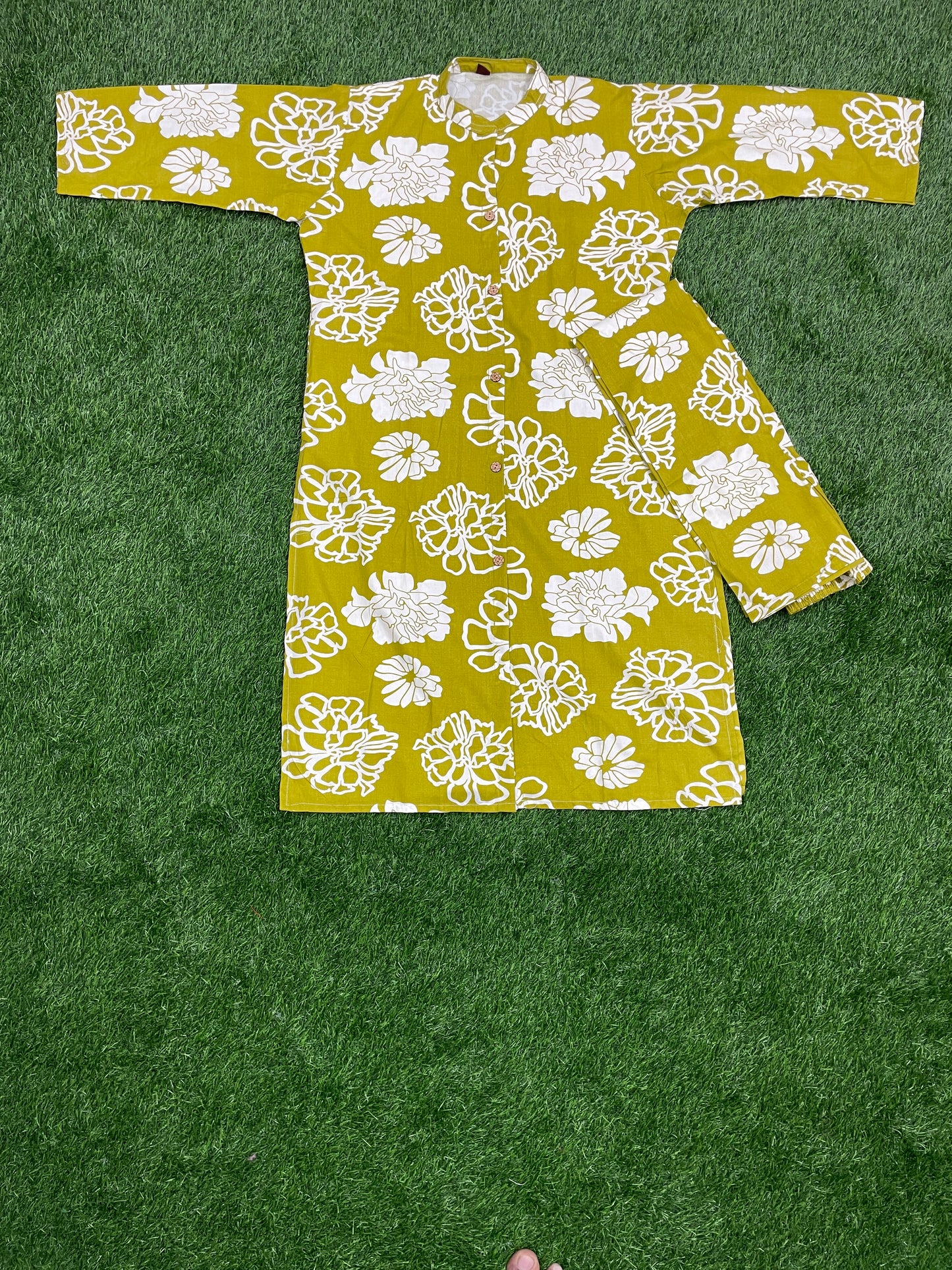 Mustard Yellow Floral Co-ord Set – Top & Pant
