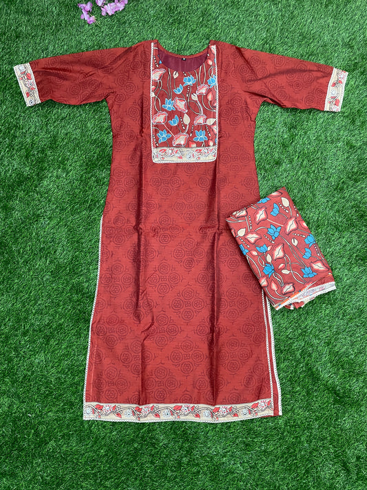Chanderi Cotton Kurti with Kalamkari Dupatta