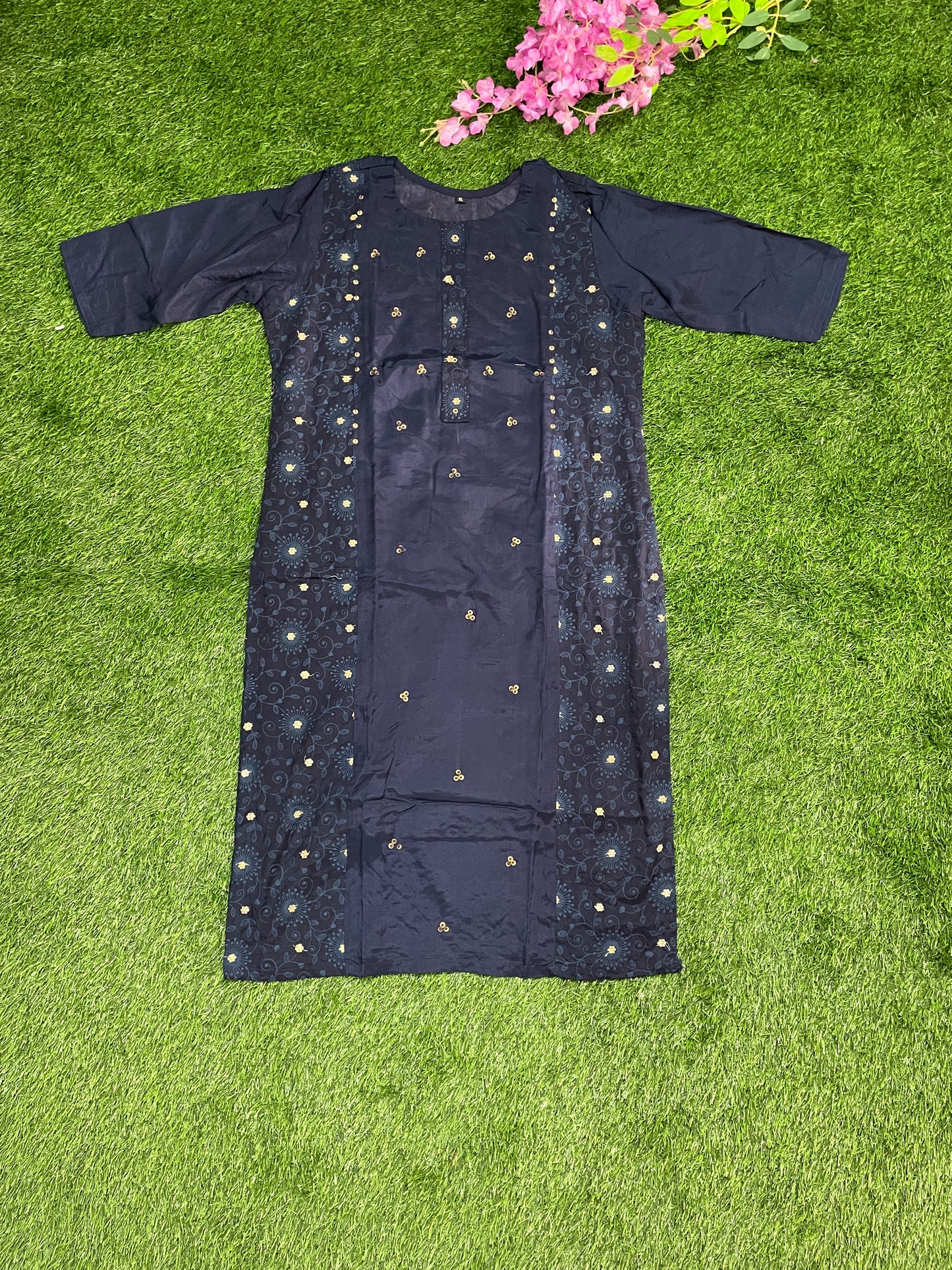 Silk Kurti with Lining – Elegant Navy Blue