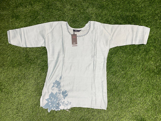 Elegant Floral Embroidered Short Tops