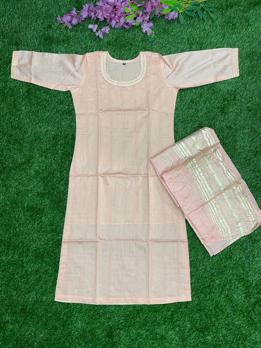 Peach Kurti with Dupatta – Subtle Shine Elegance