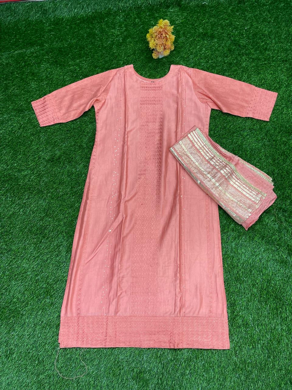 Peach Top with Matching Dupatta
