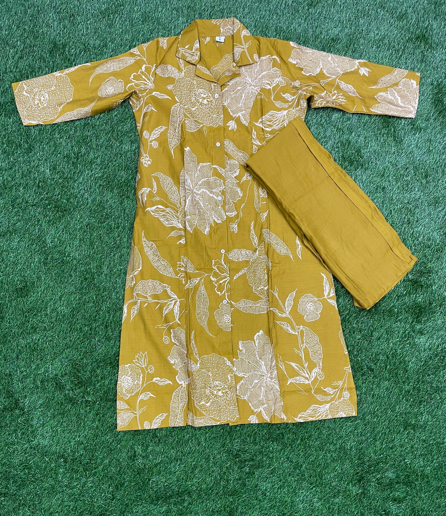 Mustard Yellow Floral Printed Cotton Co-ord Set