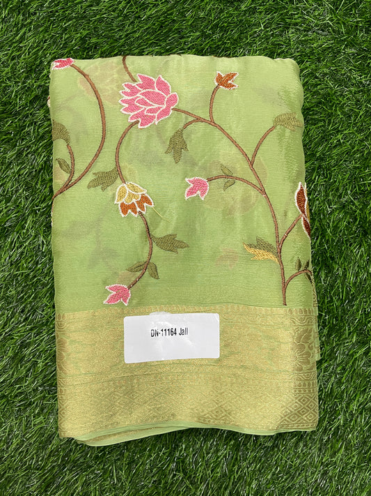 Pure Georgette Saree with All Over Floral Embroidery