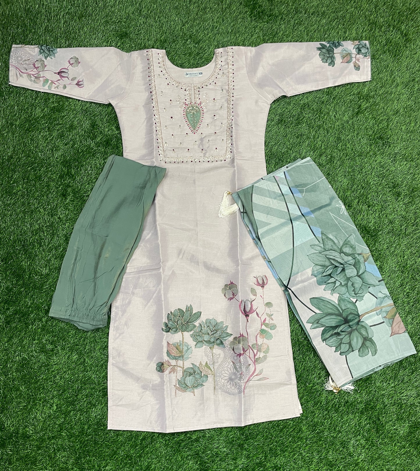 Soft Tissue Designer Kurti Set with Dupatta