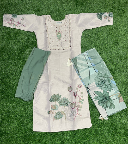 Soft Tissue Designer Kurti Set with Dupatta