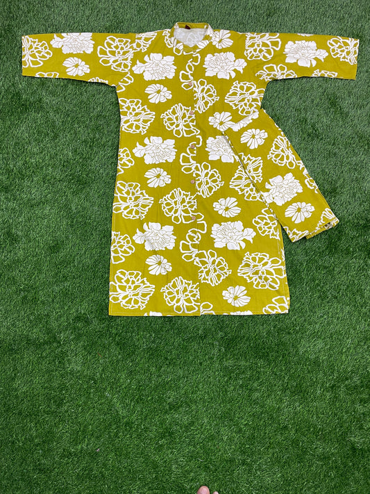 Mustard Yellow Floral Co-ord Set – Top & Pant