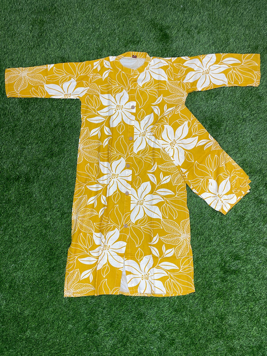 Yellow Floral Pure Rayon Coord Set