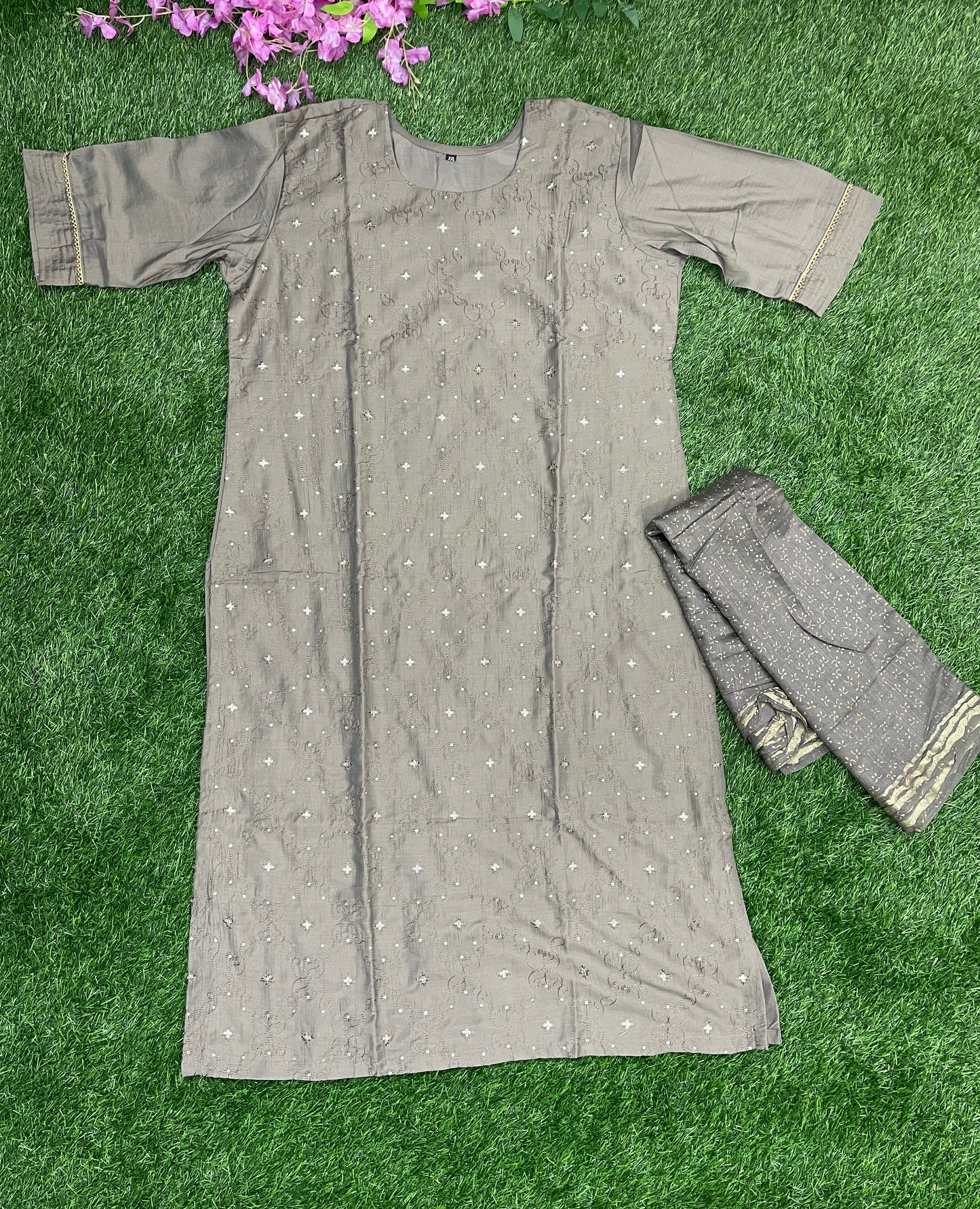 Chandari Silk Kurti with Dupatta