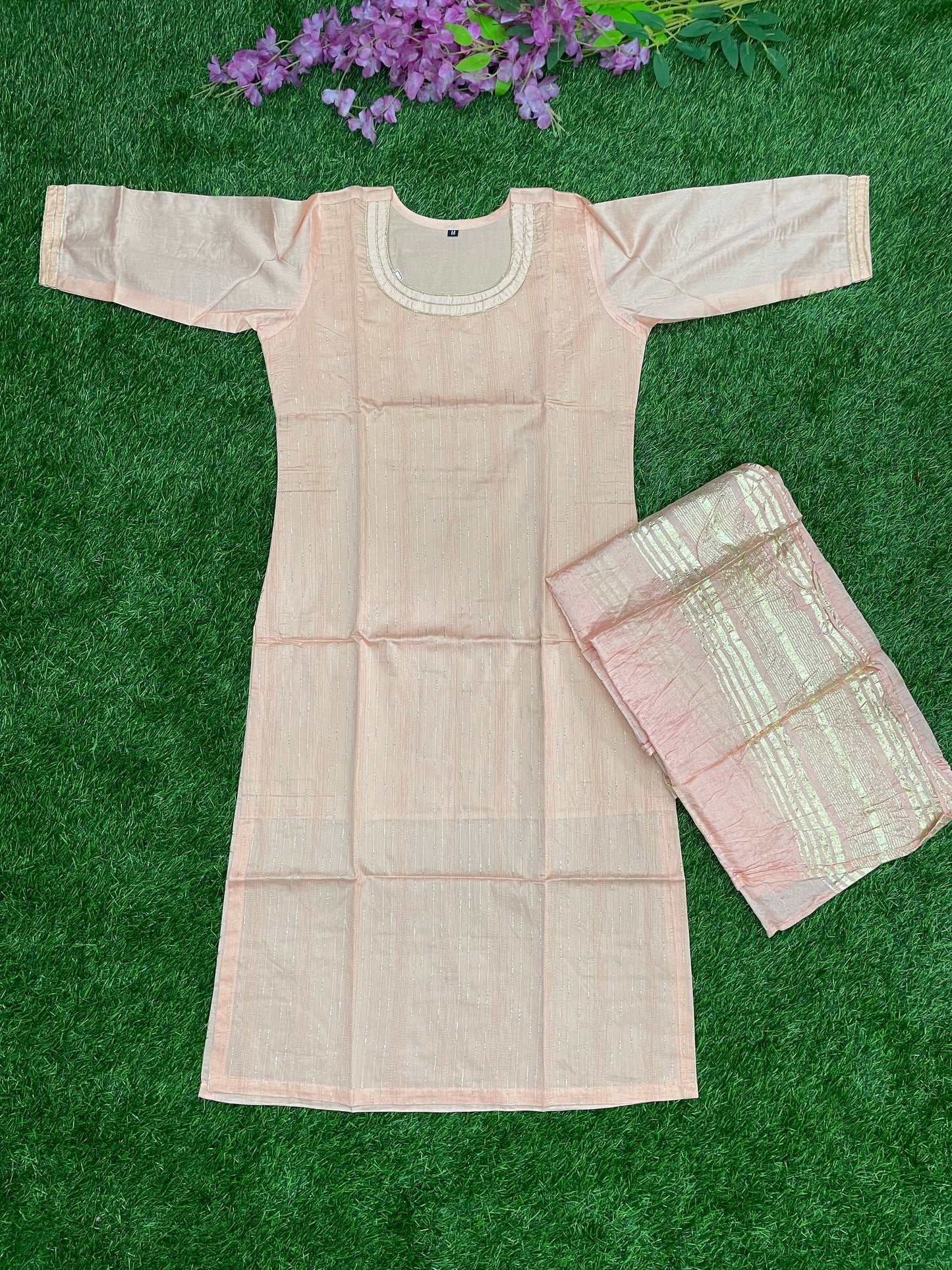 Peach Kurti with Dupatta – Subtle Shine Elegance