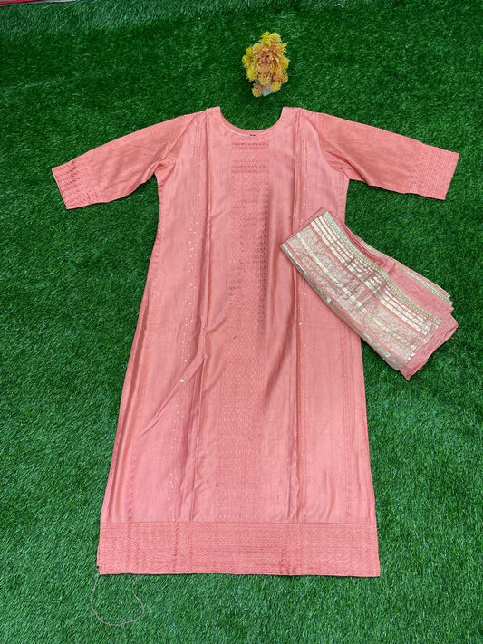 Peach Top with Matching Dupatta