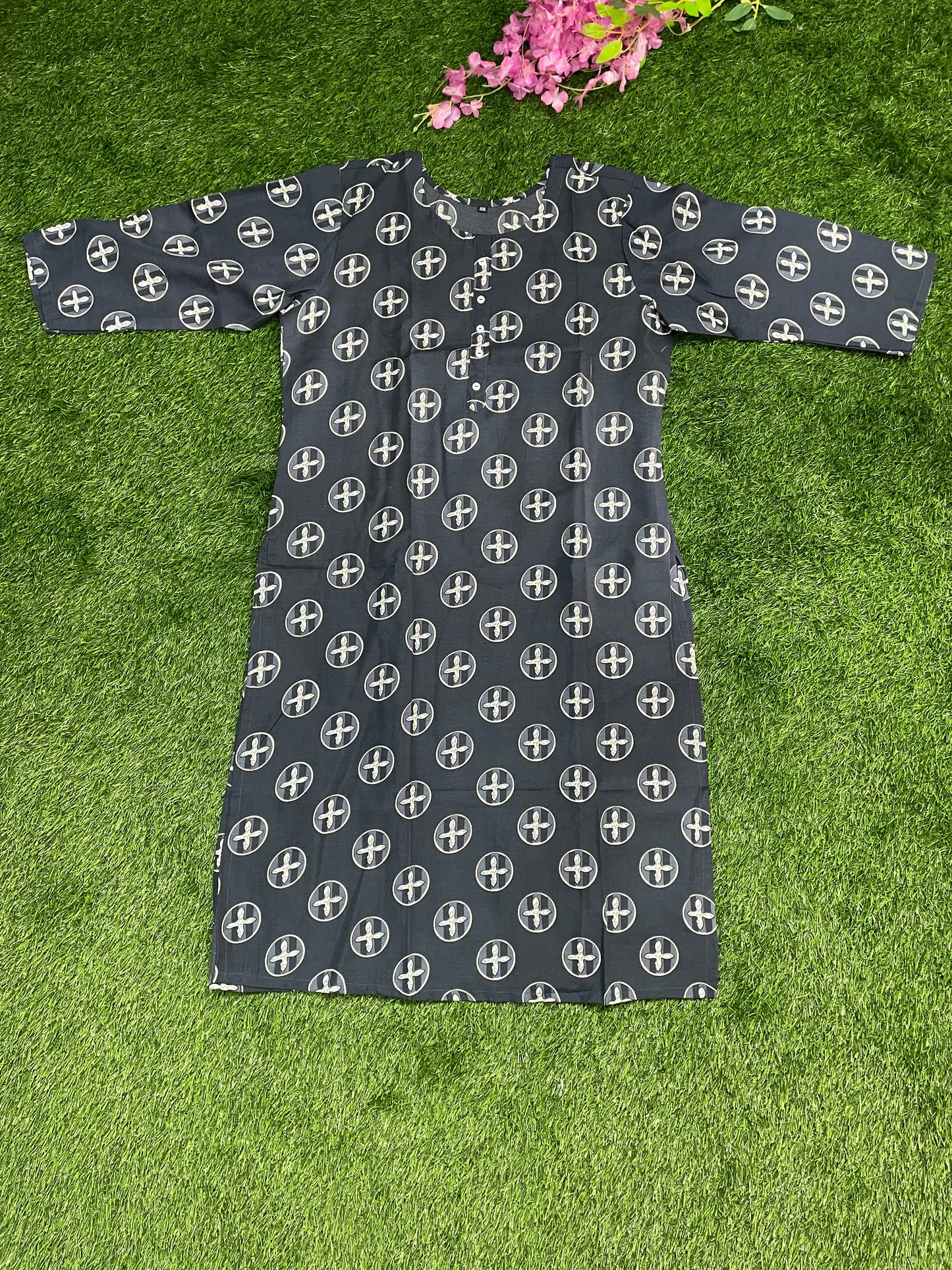 Black Cotton Printed Kurti – Multiple Sizes Available
